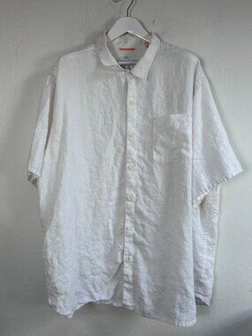 Tommy Bahama Mens Relax White Linen Button-Up Shirt 3XB Short Sleeve Lightweight